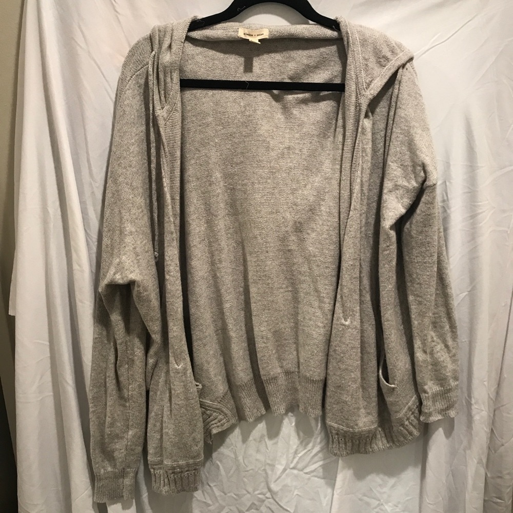 silence + noise hooded “grandfather” cardigan